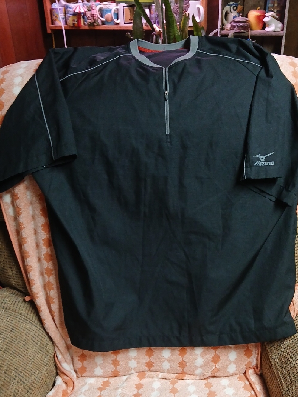 Mizuno Black Short-Sleeve Athletic Half-Zip Pullover